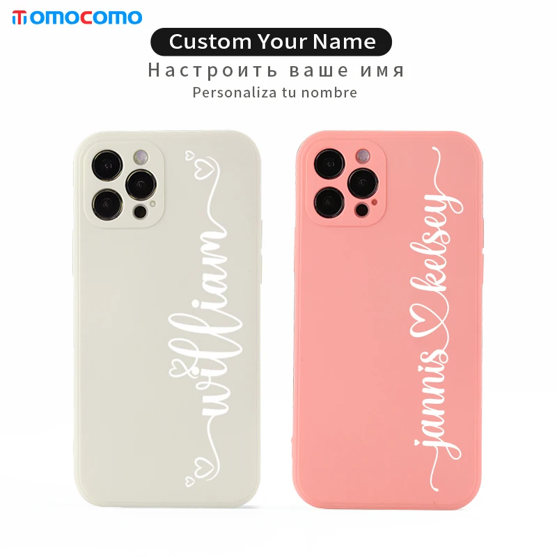 

Lover Custom Couple Name Original Phone Case For iPhone 114 14ProMax 14Plus 13Promax Personalized Colorful Silicone Apple Cover