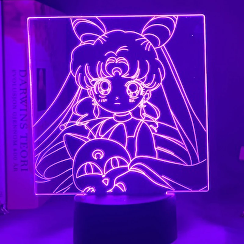 

LED Night Light Anime Characters Sailor Moon Light Touch Sensor Rgb Colorful Nightlight Led Table Lamp for Girls Bedroom Decor