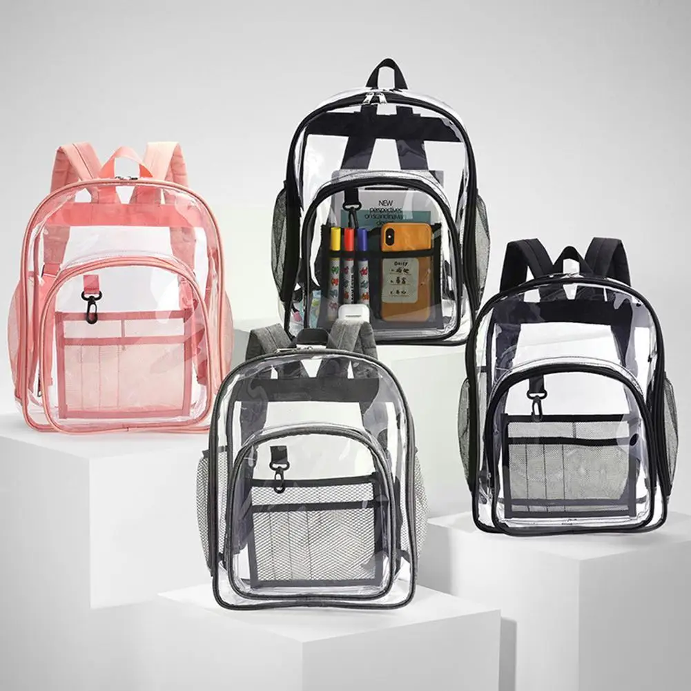 

Transparent Backpack Unisex Waterproof School Bag Unisex Fashion Simple Backpack Large High PVC Quality Travel Capacity Bag New