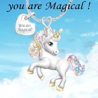 kids rainbow unicorn necklace fashion cartoon animal necklaces statement jewelry gifts 2021 necklaces for women wholesale