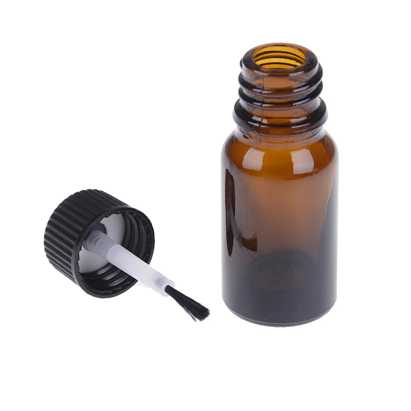 

20pcs 5ml empty nail polish bottle clear glass four colors with cover brush travel empty small round glass essential bottle