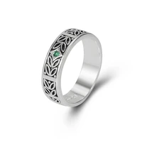 inlaid emerald rings thai silver rings mens rings european and american retro emerald mens and womens rings