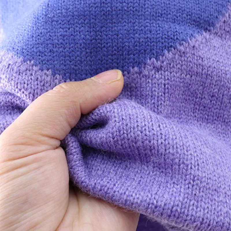 

Harajuku Fashion Knitted Crop Tops Sweater Women Pullover Spring Autumn Heart Purple O-Neck Jumper Casual Jersey Korean Clothes