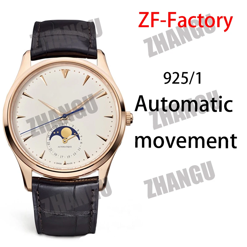 

AAA Men's Mechanical Watch 39mm 18k Gold Plated 1:1 Best Edition White Dial Black Leather Strap A925/1 Replica