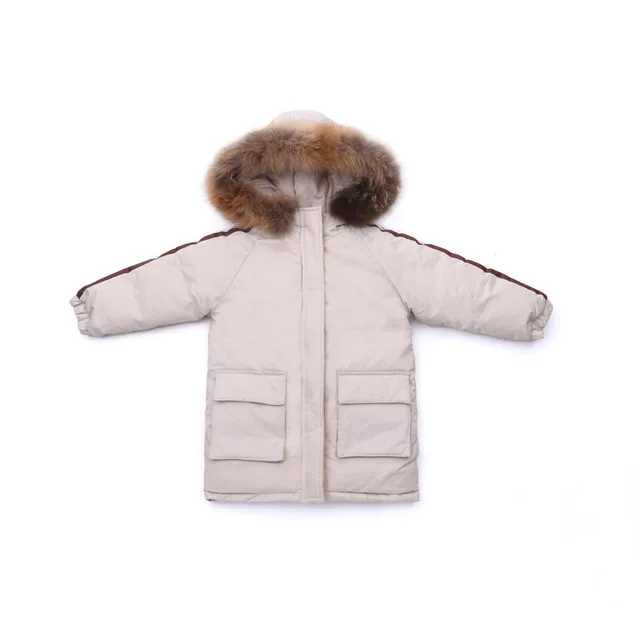 

Rlyaeiz 2019 New Striped Sleeve Winter Jackets For Boys Casual Real Fur Hooded Parka Coats Big Pockets Thickening Warm Outerwear