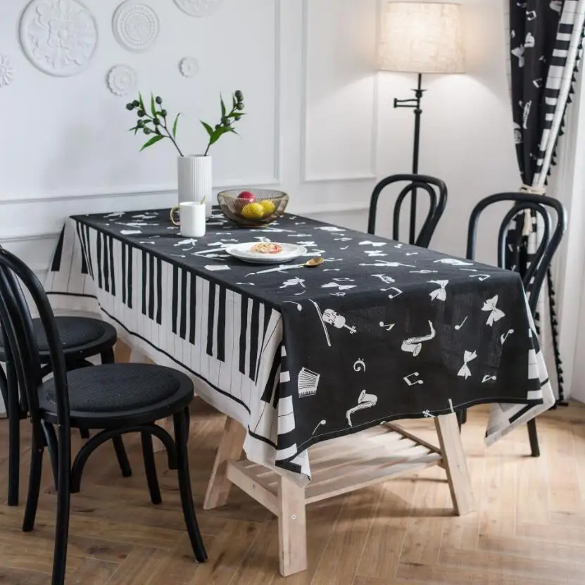 Новая корейская ткань для стола Pinao с принтом музыкальных нот искусственная