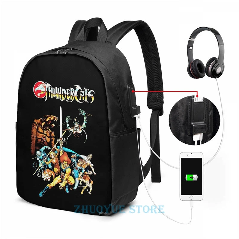 Забавный графический принт thunderdogs-Оригинальный рюкзак с USB-зарядкой для мужчин и