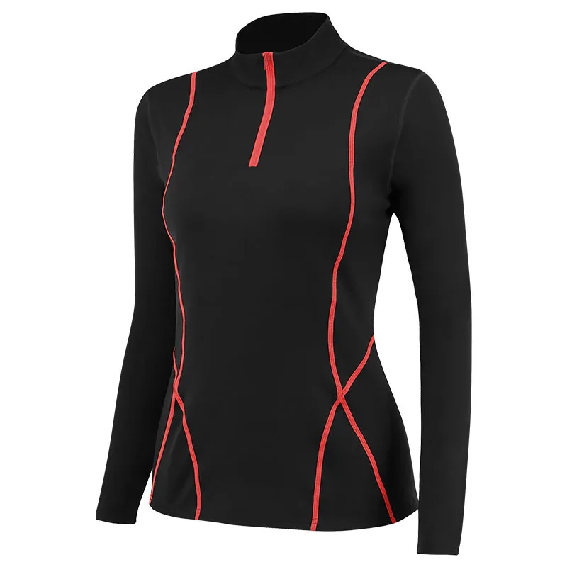 

New female autumn and winter with velvet long sleeves yoga sportswear fitness running slimming jacket half zip hoodie