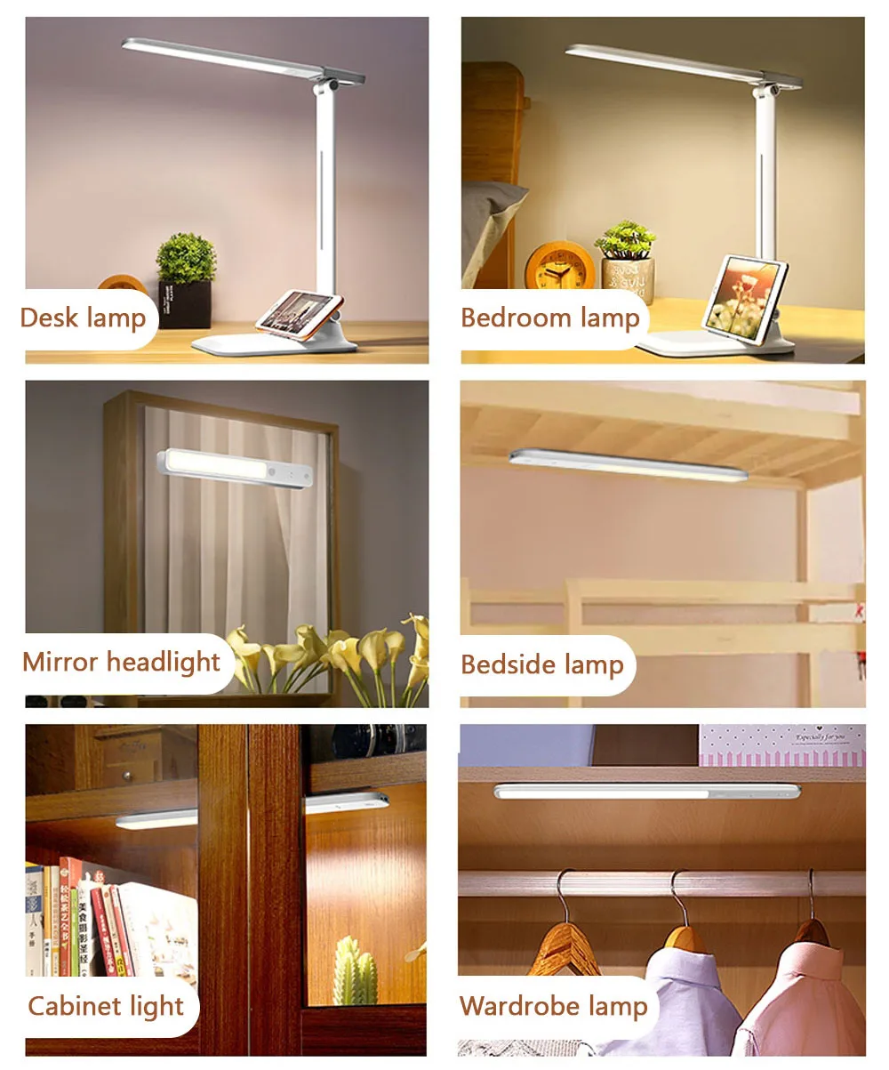 

New Two-in-One Detachable LED Desk Lamp 3 Mode Lighting Brightness Rechargeable USB Learning Table Lamp or Home Places Corridors