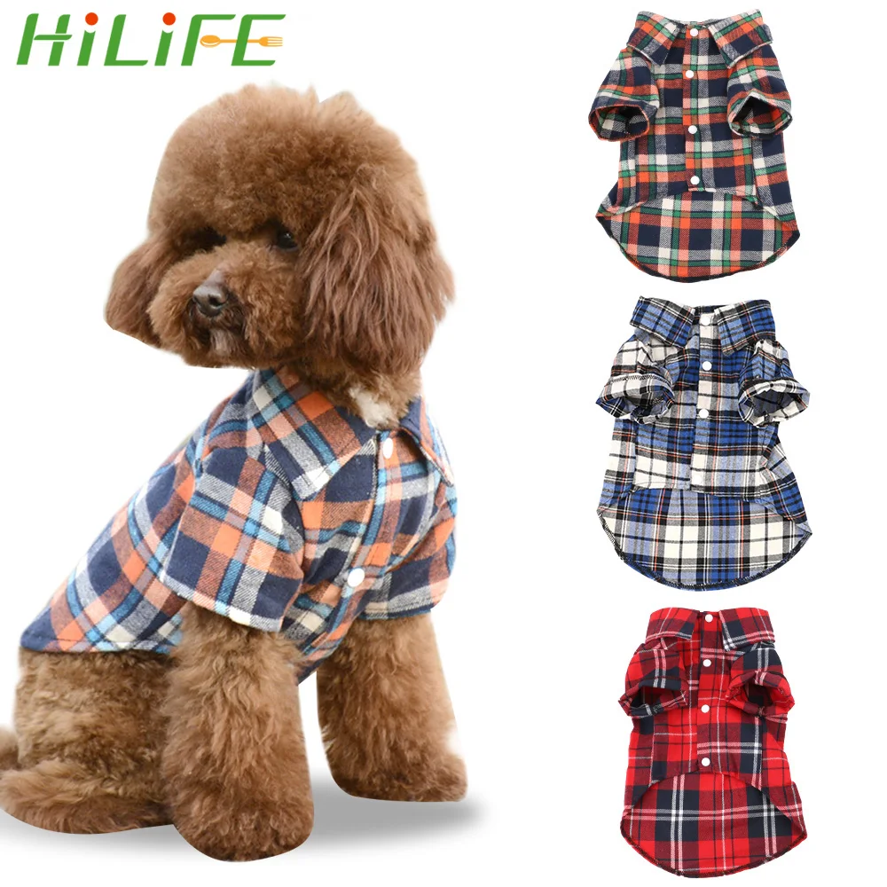 

Хлопковые рубашки HILIFE, с коротким рукавом, для щенков, котят, летняя, в клетку