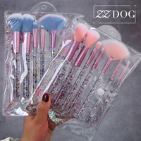 zzdog 7pcs makeup cosmetic tools set acrylic handle portable powder eye shadow eyeliner blending blush brushes kit with pvc bag
