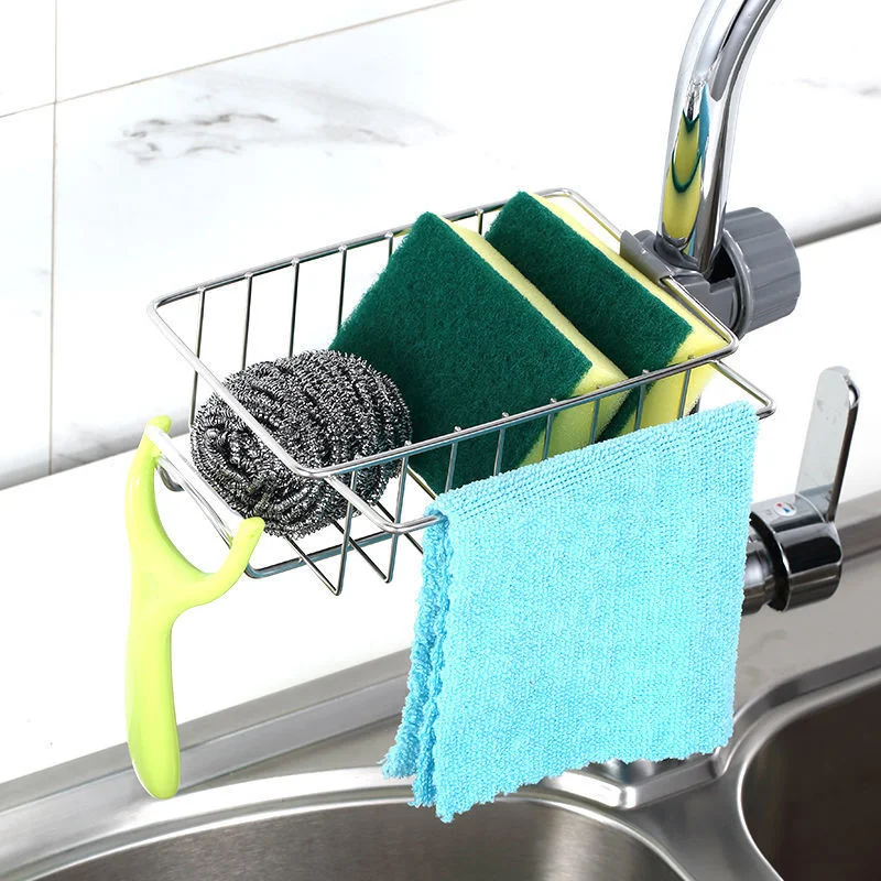 

Stainless Steel Faucet Racks Kitchen Sponge Storage Shelf Dish Cloth Finishing Drain Holders Rag Drain Dry Storage Racks