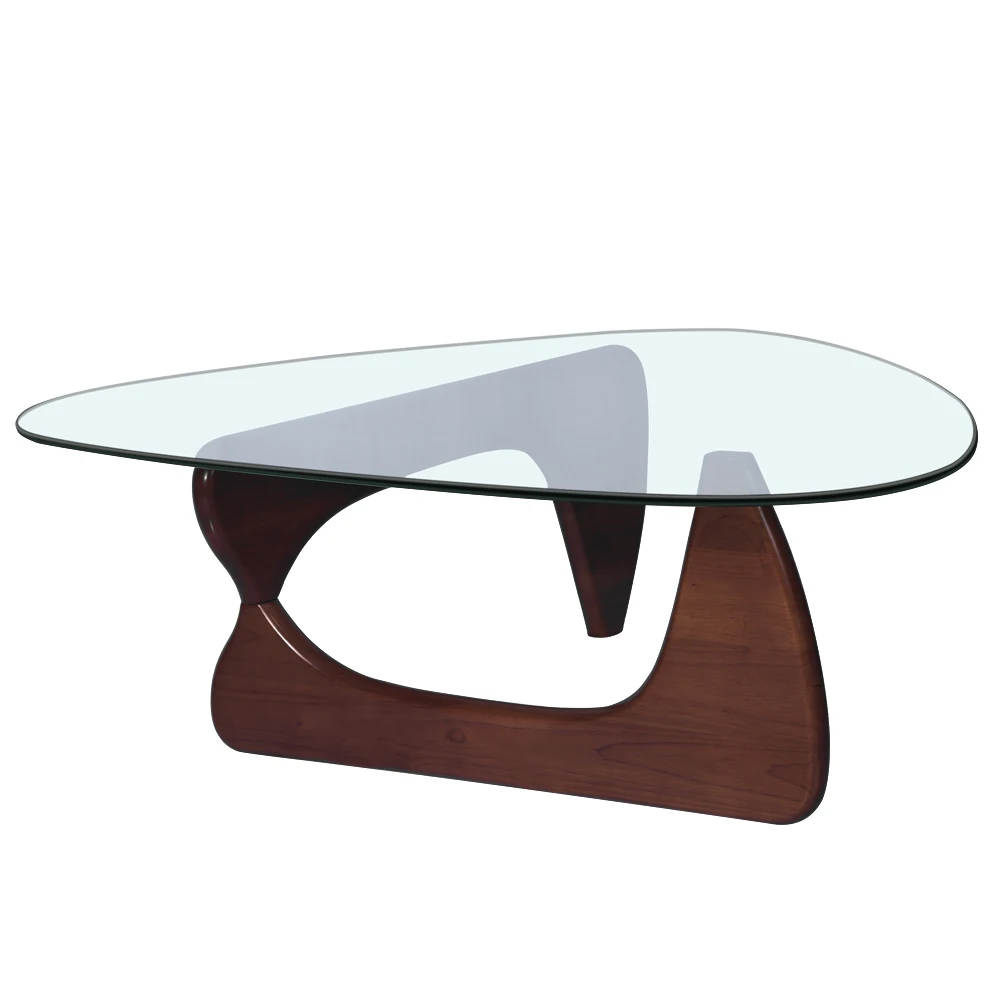 Convenient 12mm Glass Triangle Coffee Table Small Dark Walnut Wood Leisure Wooden Bedroom Shop/Living Room | Мебель
