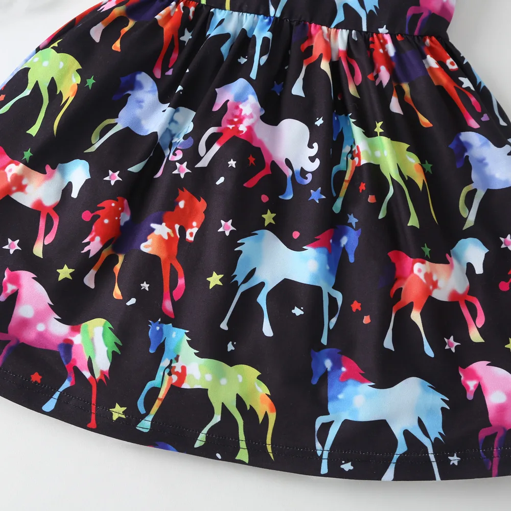

New 2020 Summer Dresses Baby Girls Unicorn Print Short Sleeve O-neck A-line Sundress Summer Princess Dresses for Little Girls