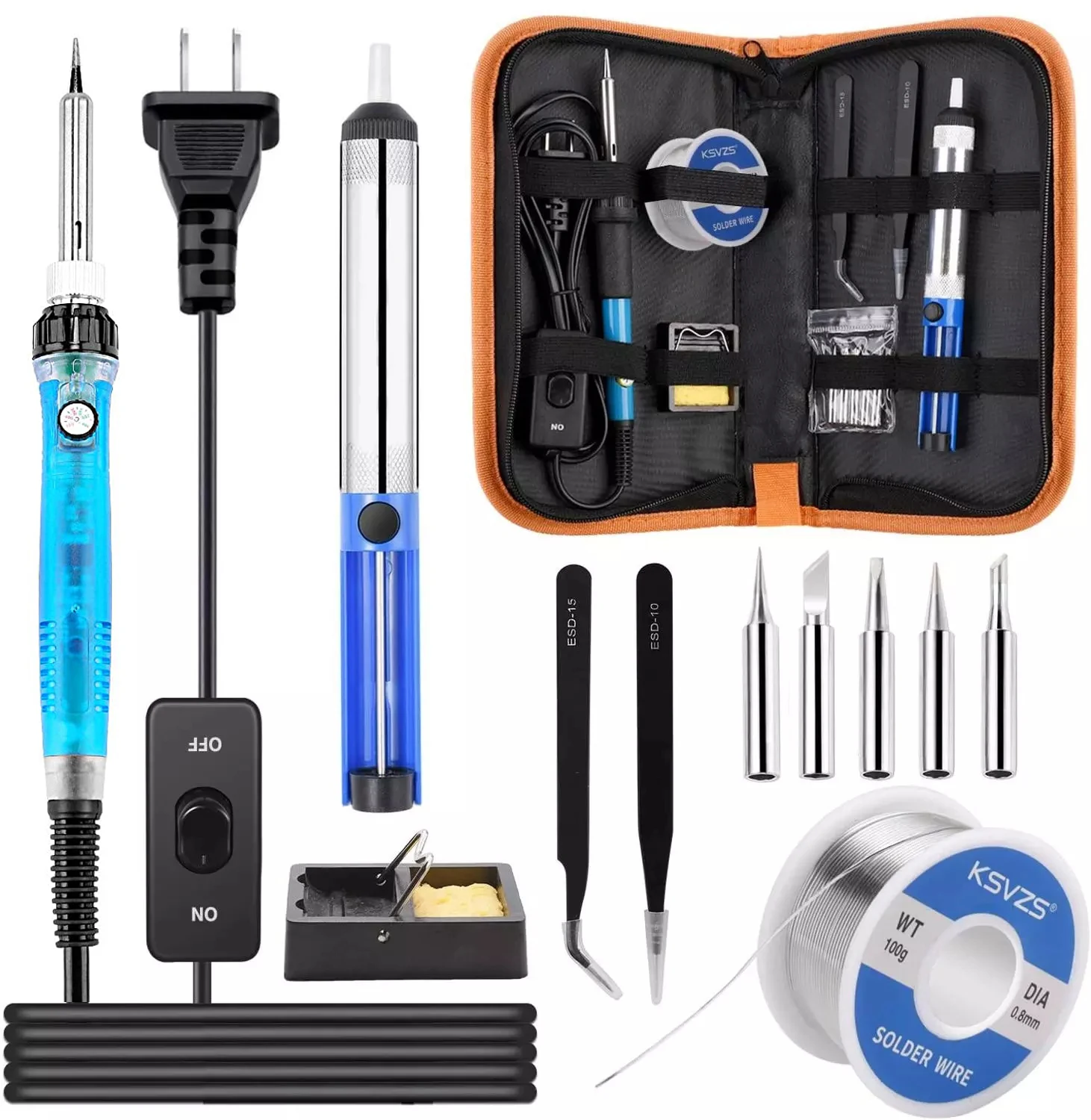 

60W complete set of 110V/220V adjustable temperature soldering iron electronic repair tool electric soldering iron kit