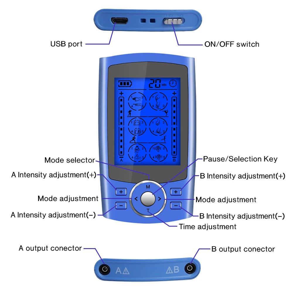 Электронный импульсный массажер для облегчения боли 24 режима | Красота и