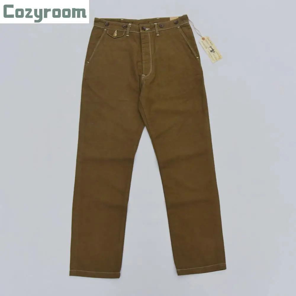 

Cozyroom повседневные Саржевые Чино Винтажный стиль мужские брюки с пуговицы для подтяжек