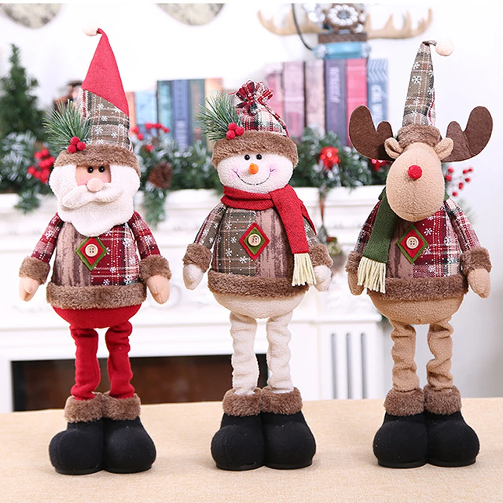 

Рождественский Ретро труба Снежинка клетчатая ткань Выдвижной Мужской орнамент Творческий Санта Клаус Снеговик окно отель Бар покупки