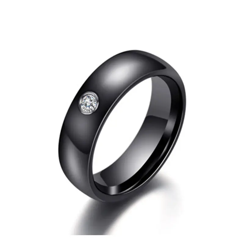 Мужское и женское кольцо из нержавеющей стали с фианитом 4 мм 6 | Украшения