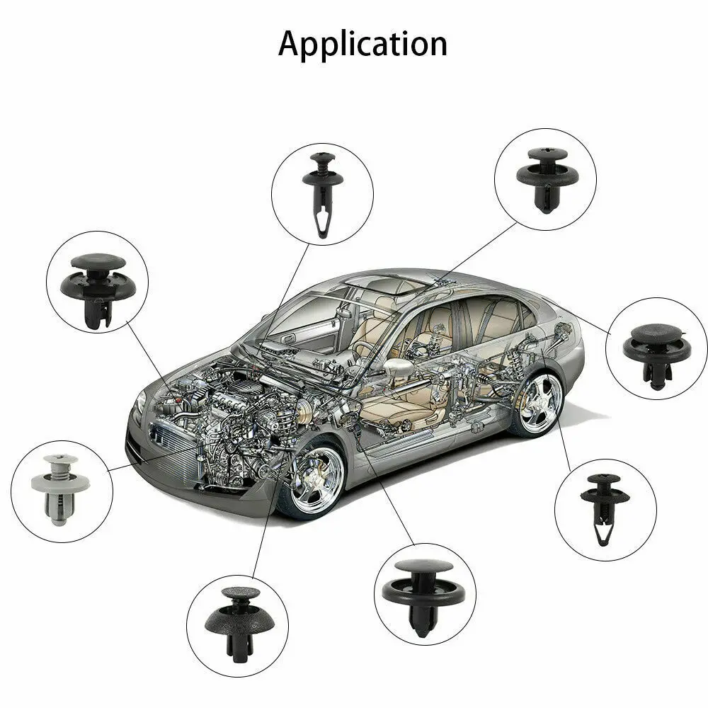 100 шт. пластиковые зажимы с заклепками для авто Toyota, крепеж для автомобильного крыла, фиксатор бампера, накладка на дверь, кнопки 6 мм 7 мм 8 мм 9 мм