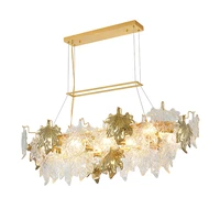 led oval autumn maple leaves gold silver designer chandelier lighting lustre suspension luminaire lampen for dinning room
