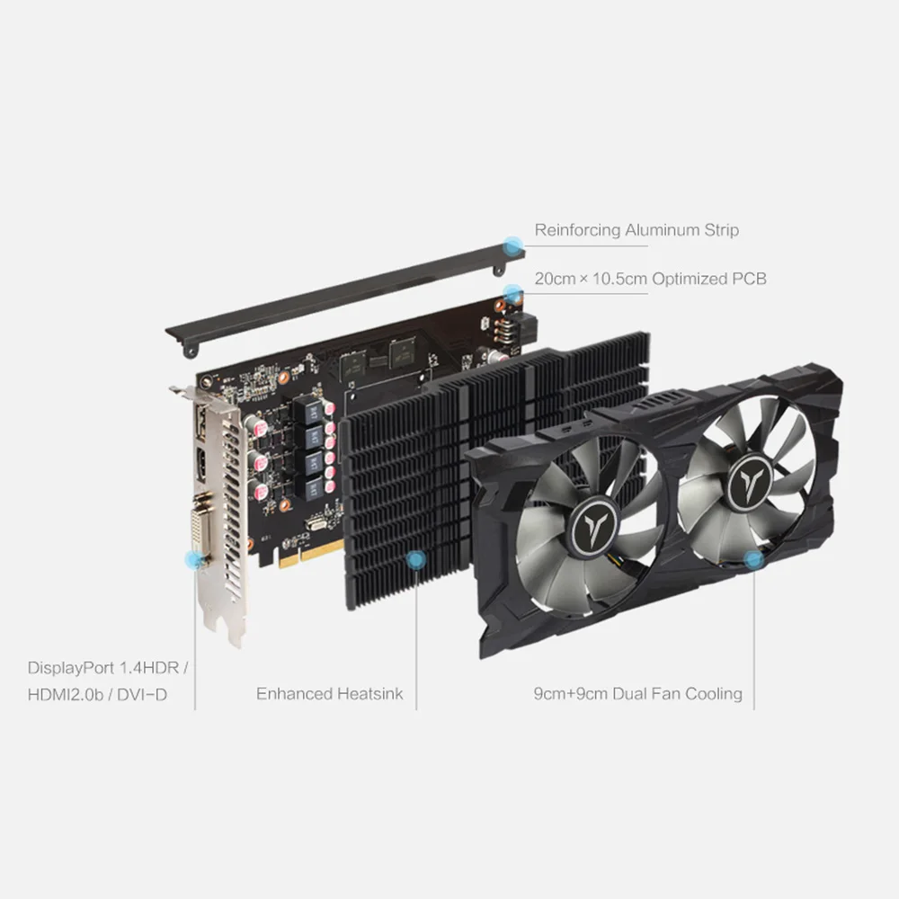 Yeston RX560D-4G D5 GAEA видеокарты двойной вентилятор охлаждения 4 Гб памяти GDDR5 128bit DP+ HDMI+ DVI-D GPU Улучшенный радиатор