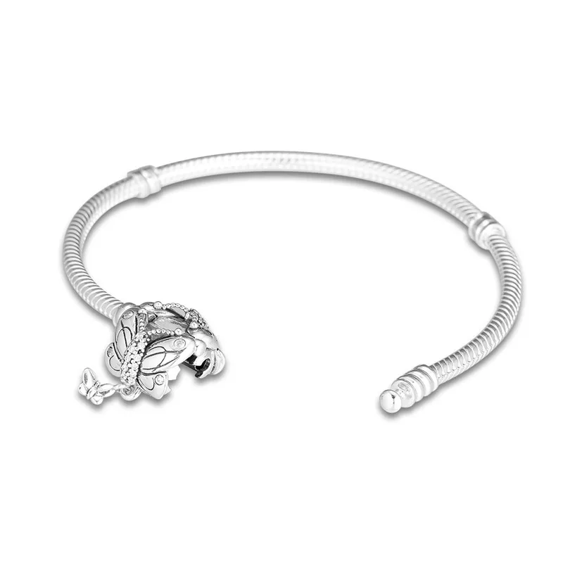 Прозрачная застежка-бабочка браслеты из стерлингового серебра 925 пробы