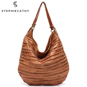 SC винтажные сумки-хобо из натуральной овечьей кожи в полоску для женщин Большая Сумка-тоут через плечо из натуральной кожи в стиле пэчворк