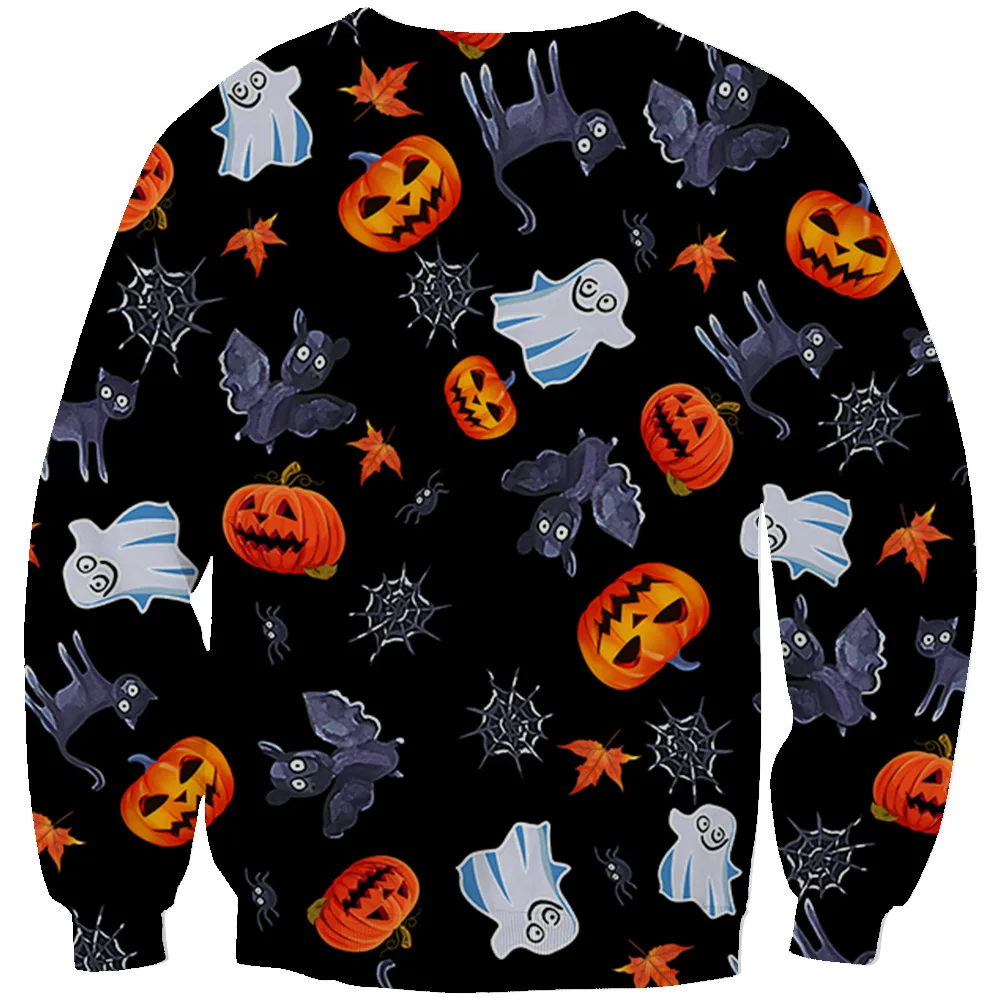 

New Arrival Mens Halloween Sweatshirts Pumpkin Printed Harajuku Black Casual Hoodies8 Patterns
