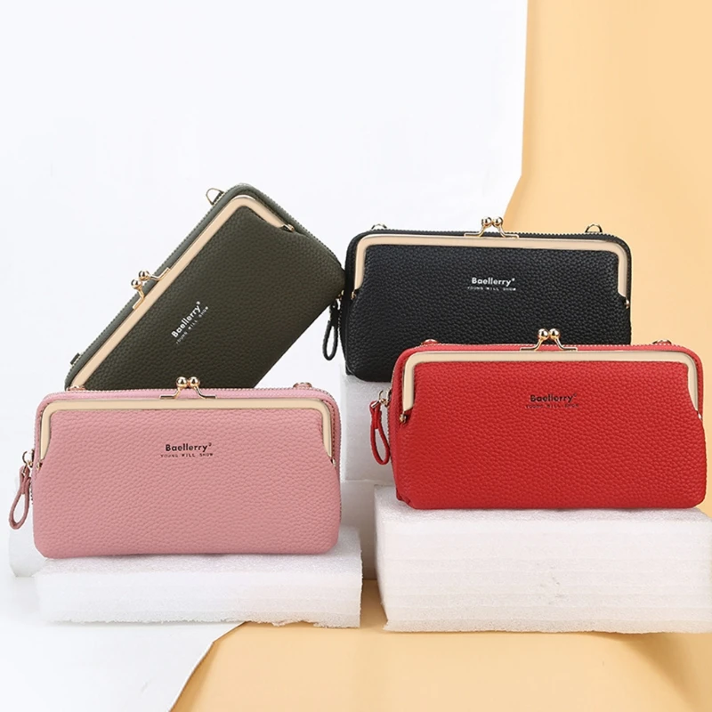 

Women PU Leather Clutch Long Wallet Credit Card Holder Shoulder Bag Coin Purse Business Handbag Large Capacity Zipper Bag