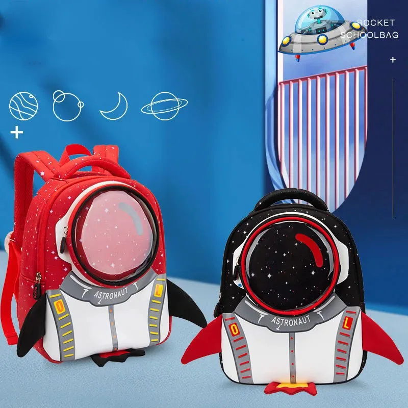 3D Rocket Childrens Backpack Astronauts School Bags Waterproof Cartoon Kid kindergarten Primary School Bag For Boys Girls