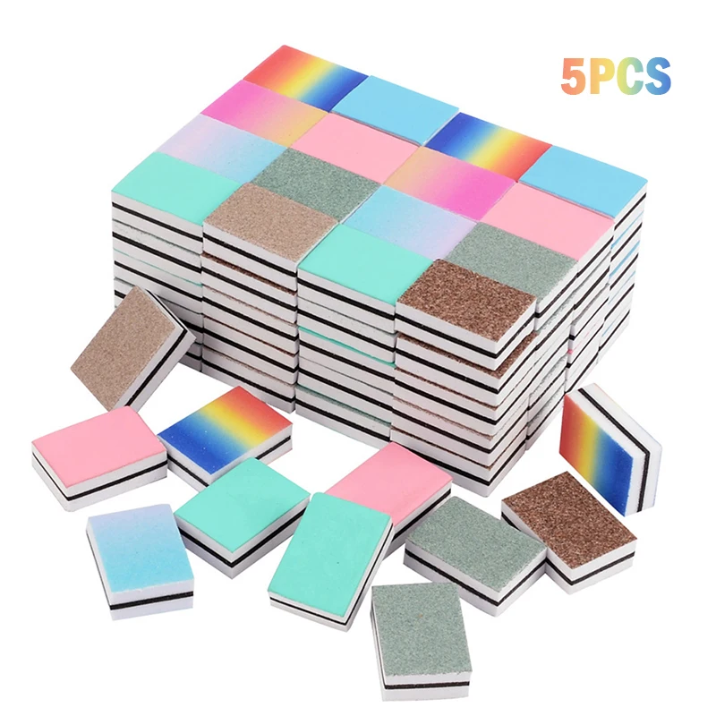 

5pcs Double-sided Mini Nail File Colorful Sponge Polish Sanding Manicure Tools