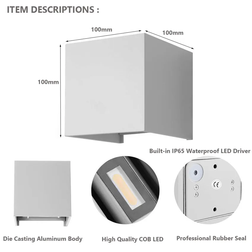 Регулируемый светодиодный светильник наружная Водонепроницаемая настенная