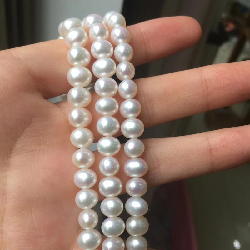 

Freshwater Pearl necklace Round shape with Size 7-8mm perfect luster for Jewelry DIY loose pearl strands