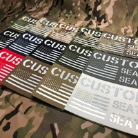 15cm reflective material custom logo flag laser cut patch name tapes white letters morale tactics military airsoft