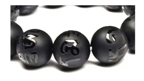 Черный Халцедон с тусклой полировкой 12 мм тибетские бусины Ом Мани Падме Хум