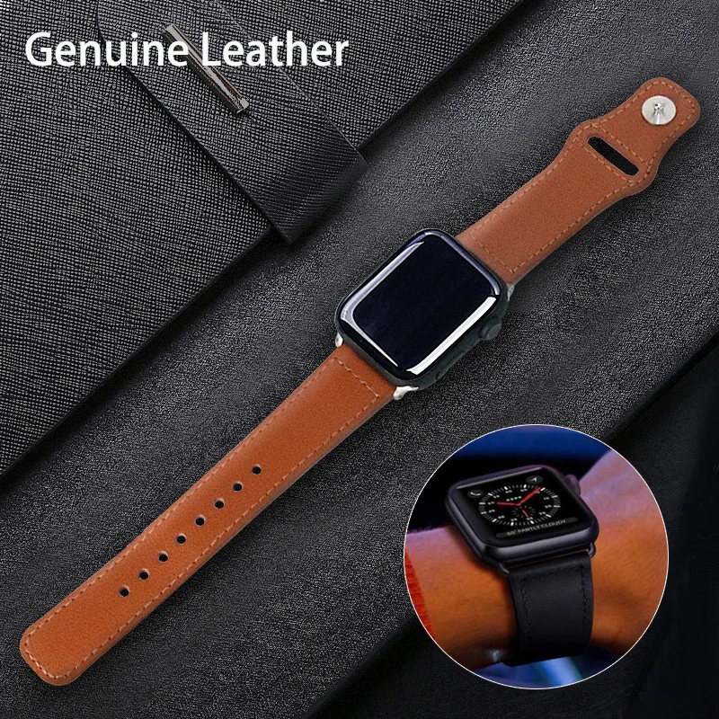 Ремешок из натуральной кожи для Apple Watch 42 мм серии 5 4 3 2 1 полоса 44 38 40 ремешок iwatch