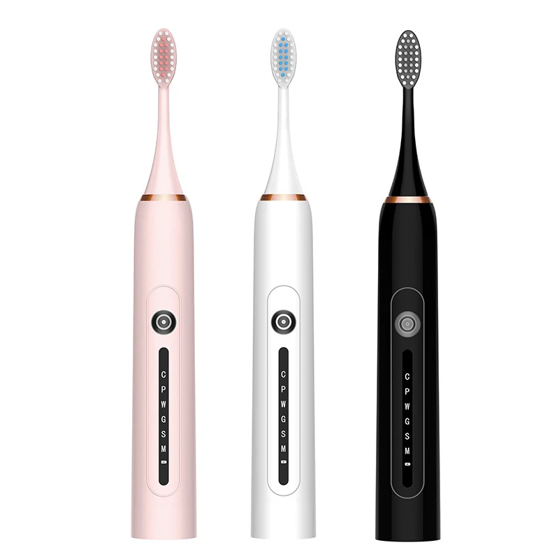 

2021 Sonic Electric Toothbrush Adult Timer Brush 6 Mode USB Charger Rechargeable Tooth Brushes With 4 Replacement Heads Set