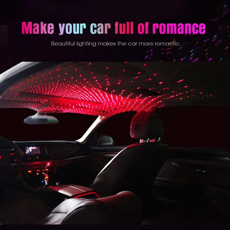 

Car usb ambient lamp for IOS/Android led projector interior light romantic atmosphere red light universal auto accessories