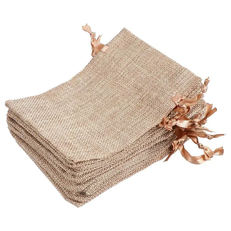 

1 Set 12 Pcs Colorful Linen Storage Drawstring Bags Jewelry Packing Bags