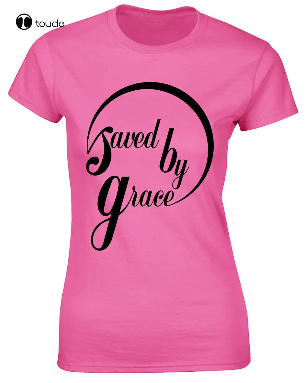 

Women Cute T-Shirt Saved By Grace Chrifunnyan Gospel Women T Shirt Holy Bible Verses O-Neck Summer Sexy Tee Shirt Tee Shirt