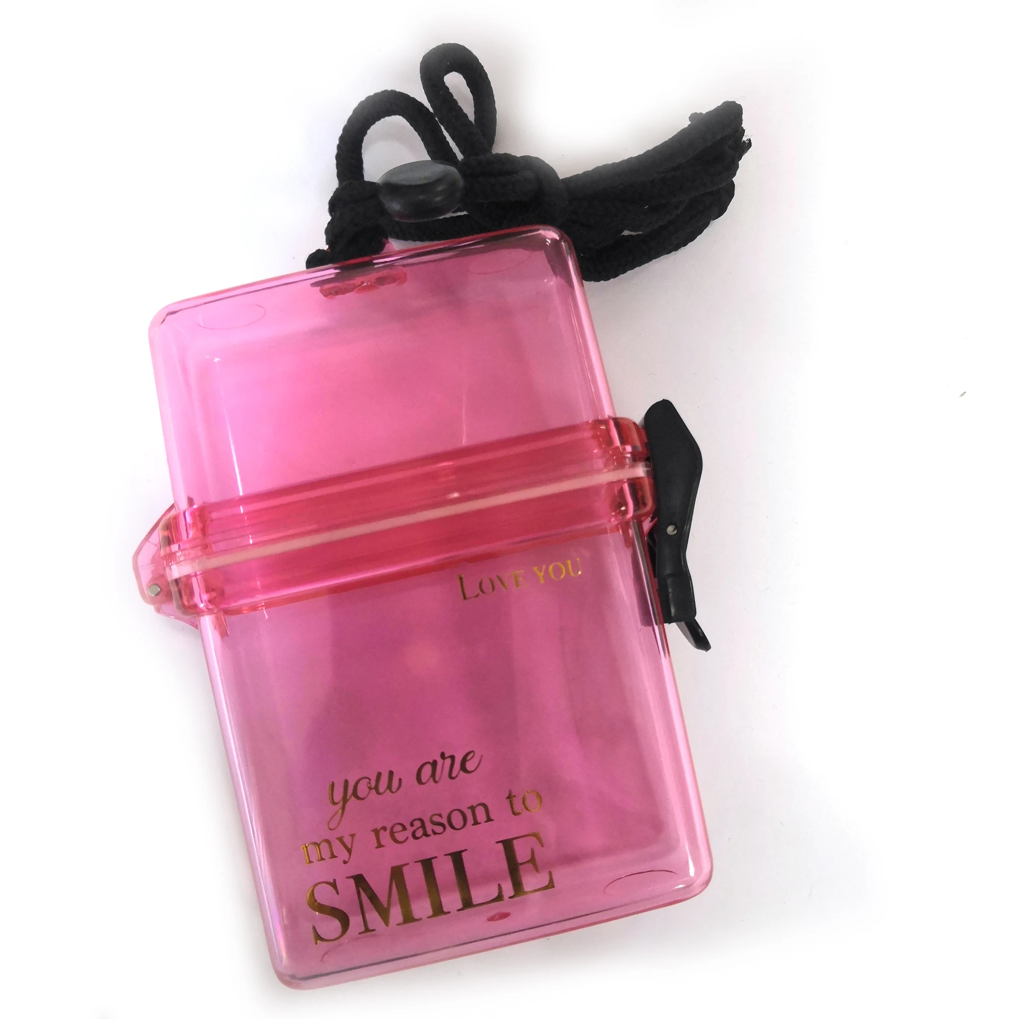 Pink Golden letters Вмещает 20 пачек многоцветный женский DIY мультфильм письмо портсигар чехол прозрачный Водонепроницаемый пляж магазин коробка креативный подарок - Цвет: Pink Golden letters