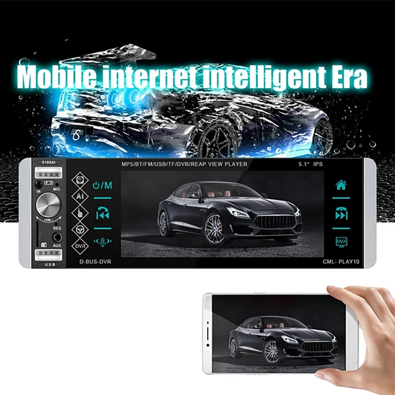 

New 1Din 5.1Inch HD Contact Screen Car MP5 Video Player Autoradio Support Bluetooth 4.2 FM AUX USB DVR Voice Assistant