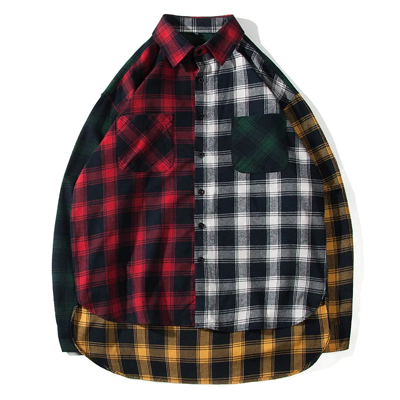 Liketkit 2020 Мужская Новая Повседневная Хип-хоп рубашка мужская цветная Лоскутная