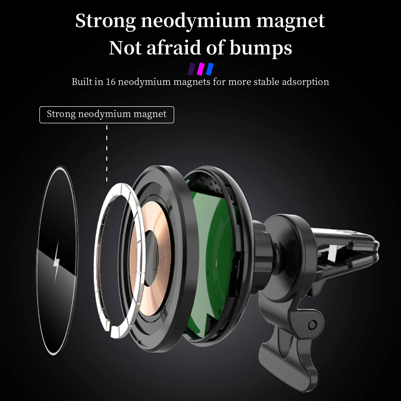 

15W/10W/7.5W/5W Magnetic Car Wireless Charger Mount for iphone 12 Xiaomi Huawei Samsung Universal Fast Charging Phone Holder