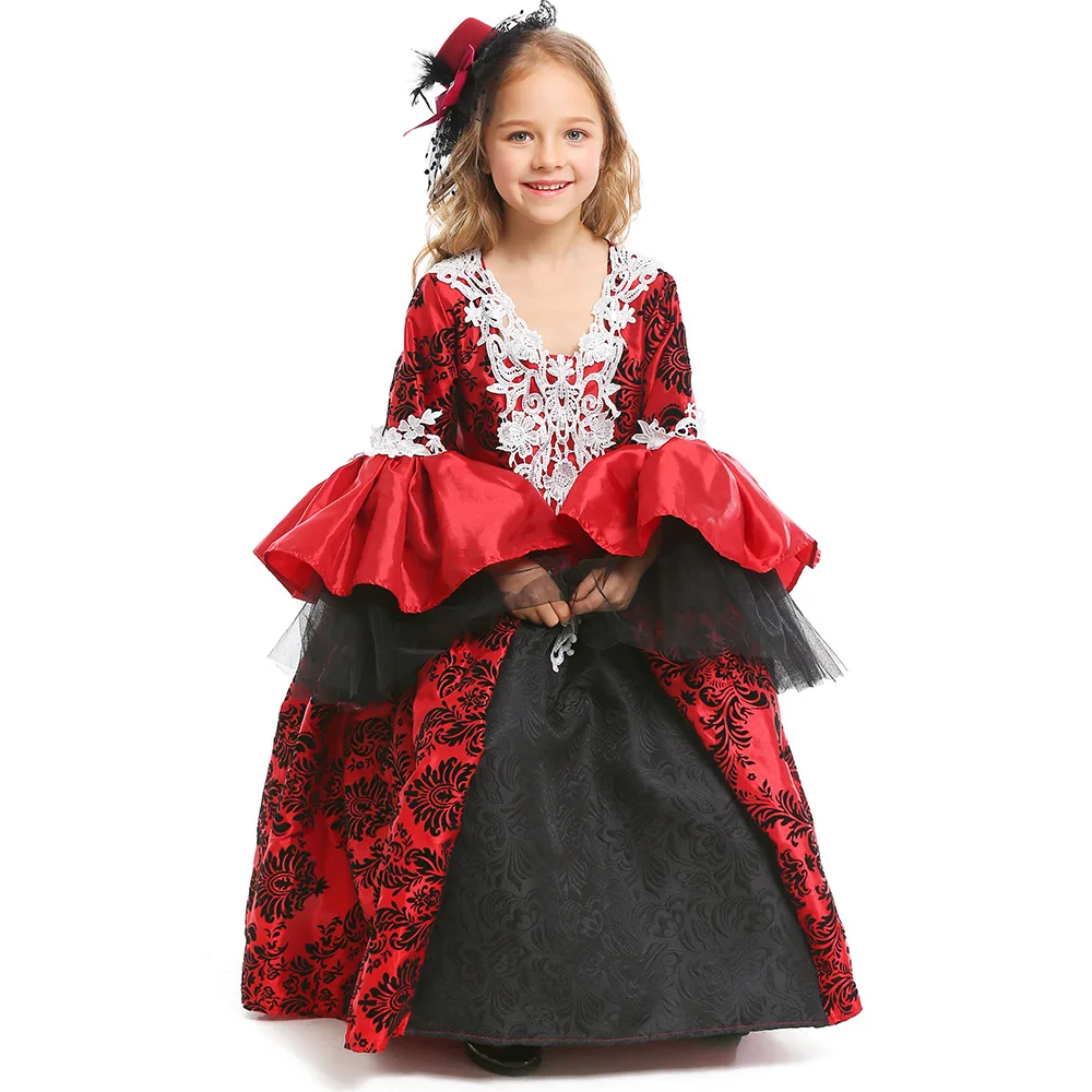 

Victorian Halloween Costume Girls Spanish Lolita Princess Dress Retro Court Dress Fancy Carnival Fantasy Masquerade Performing