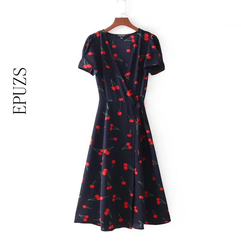 Летнее женское платье с v образным вырезом коротким рукавом boho пляжное 2019