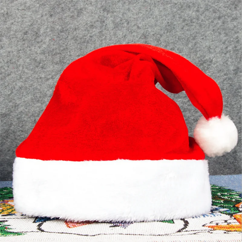 

12 Pieces New Year Party Christmas Hat Red Gold Velvet Hat For Festival Party Quality Children Adults Xmas Decoration Accessorie