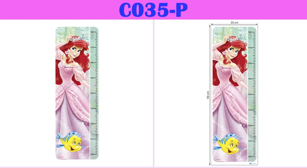 Disney Принцесса Высота мерки настенные наклейки для детей комнаты домашний декор Белоснежка Анна Эльза Рост Диаграмма настенные наклейки обои