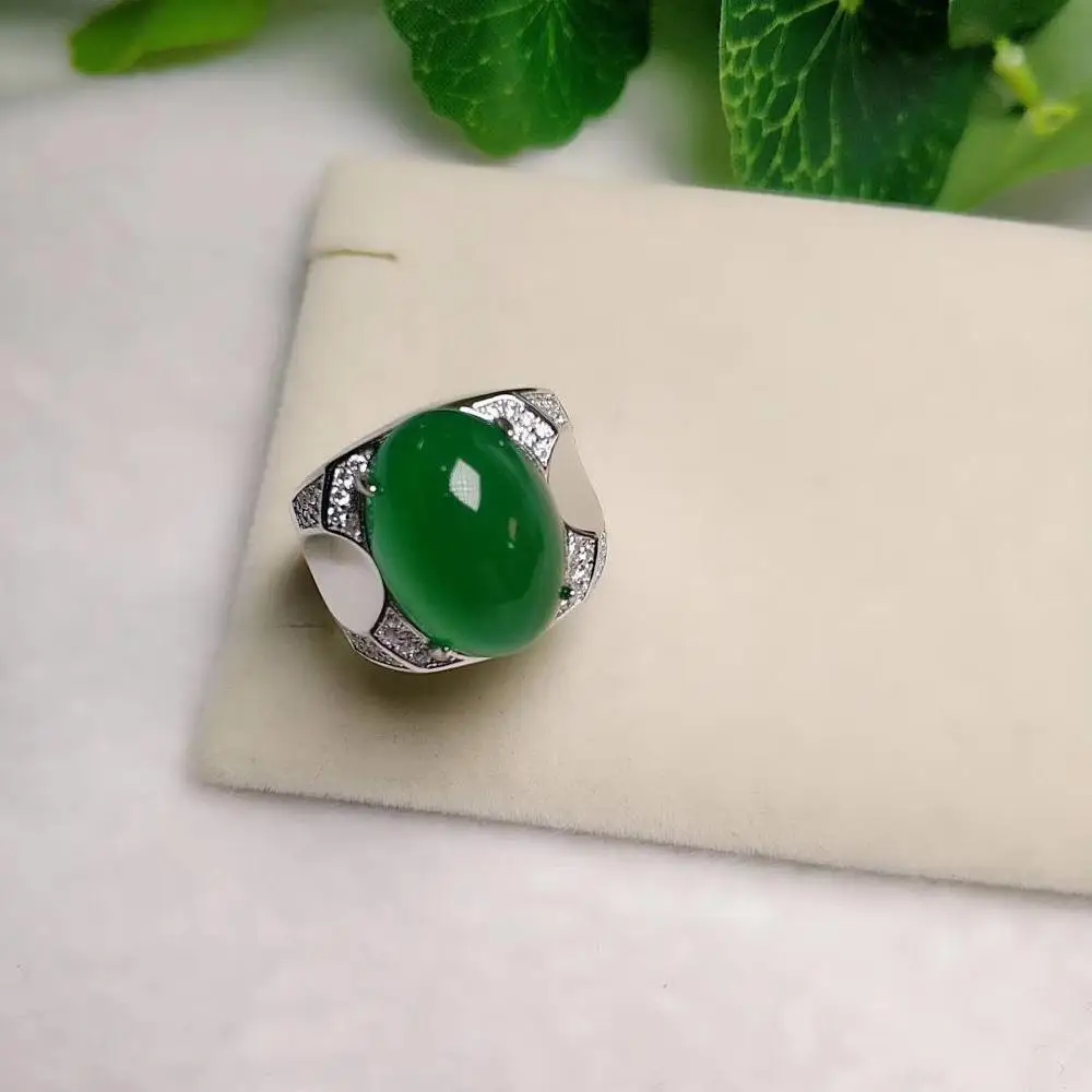 Кольцо из серебра S925 пробы с натуральным Изумрудом и агатом | Украшения